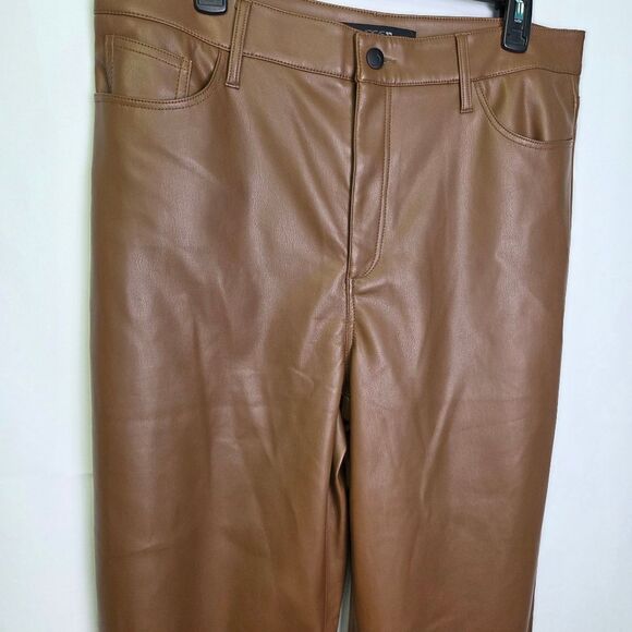 Joe's Jeans Faux Leather Wide Leg Pants Brown Size 33 - Picture 4 of 8